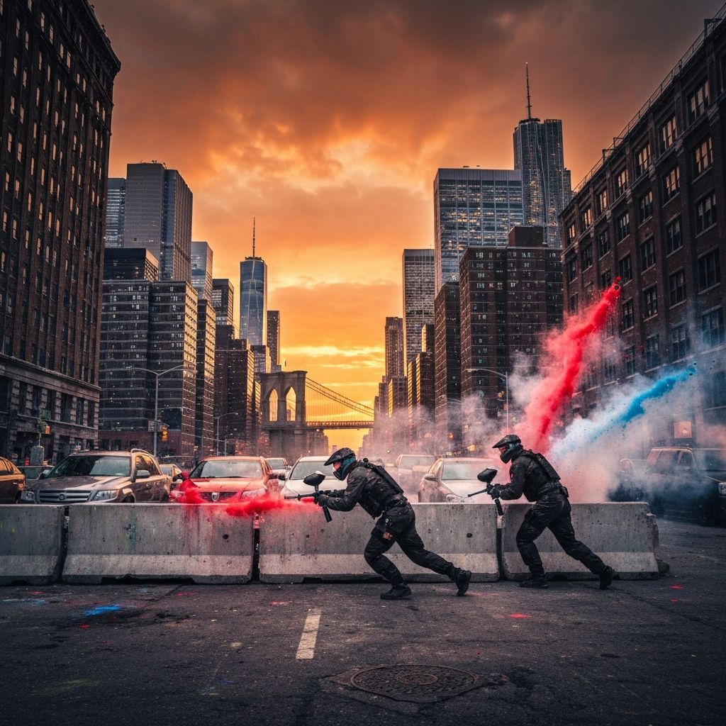 Paintball action on the field